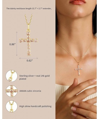 Cross Necklace for Women Cross Chain Necklace Sterling Silver Cubic Zirconia Gold Cross Necklace for Women Girls 11.Nov_Citri...