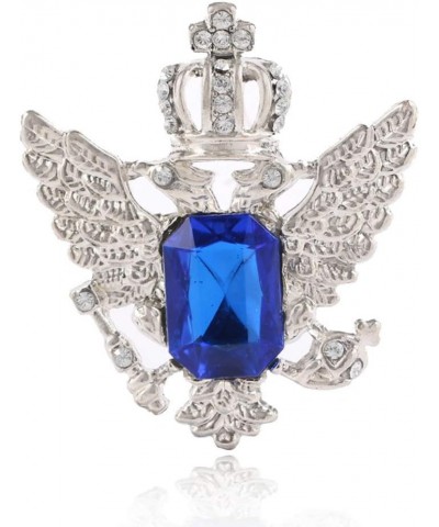 Elegant Sapphire Crown Double-Headed Eagle Wings Brooch Pin Badge Pin Charm Jewelry Accessories (Blue Silver) $12.49 Brooches...