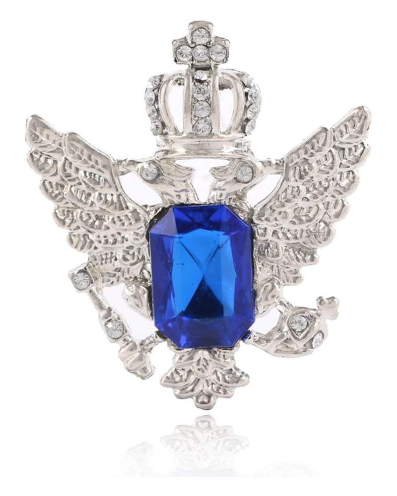 Elegant Sapphire Crown Double-Headed Eagle Wings Brooch Pin Badge Pin Charm Jewelry Accessories (Blue Silver) $12.49 Brooches...