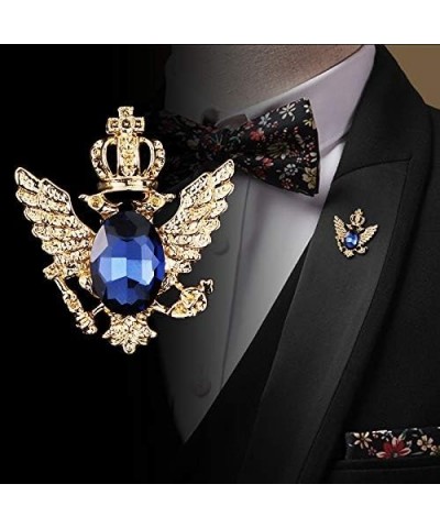 Elegant Sapphire Crown Double-Headed Eagle Wings Brooch Pin Badge Pin Charm Jewelry Accessories (Blue Silver) $12.49 Brooches...