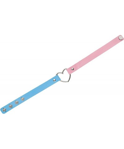 Choker Necklace Adjustable Heart Choker PU Leather Choker Collar for Women One Size Pink Blue $6.11 Necklaces