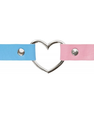 Choker Necklace Adjustable Heart Choker PU Leather Choker Collar for Women One Size Pink Blue $6.11 Necklaces