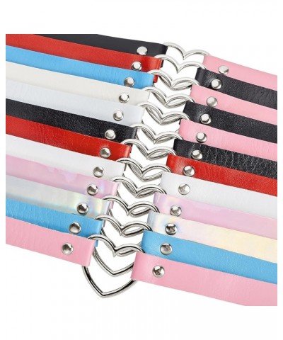 Choker Necklace Adjustable Heart Choker PU Leather Choker Collar for Women One Size Pink Blue $6.11 Necklaces