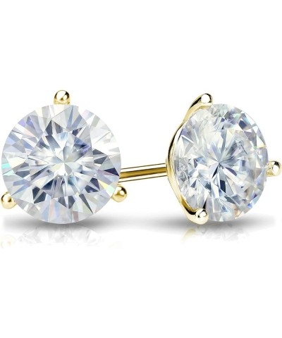 1 to 7 Carat Moissanite Round Stud Earrings for Women in 14k Gold (J-K, TGW) 3-Prong Martini Screw Back Yellow Gold 2.0 carat...