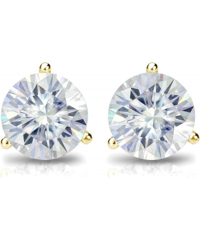 1 to 7 Carat Moissanite Round Stud Earrings for Women in 14k Gold (J-K, TGW) 3-Prong Martini Screw Back Yellow Gold 2.0 carat...