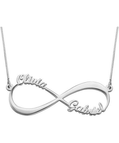 Personalized Eternal Love Necklace - Sterling Silver Infinity Name Necklace Pendant with Adjustable Chain Custom Gift for Cou...