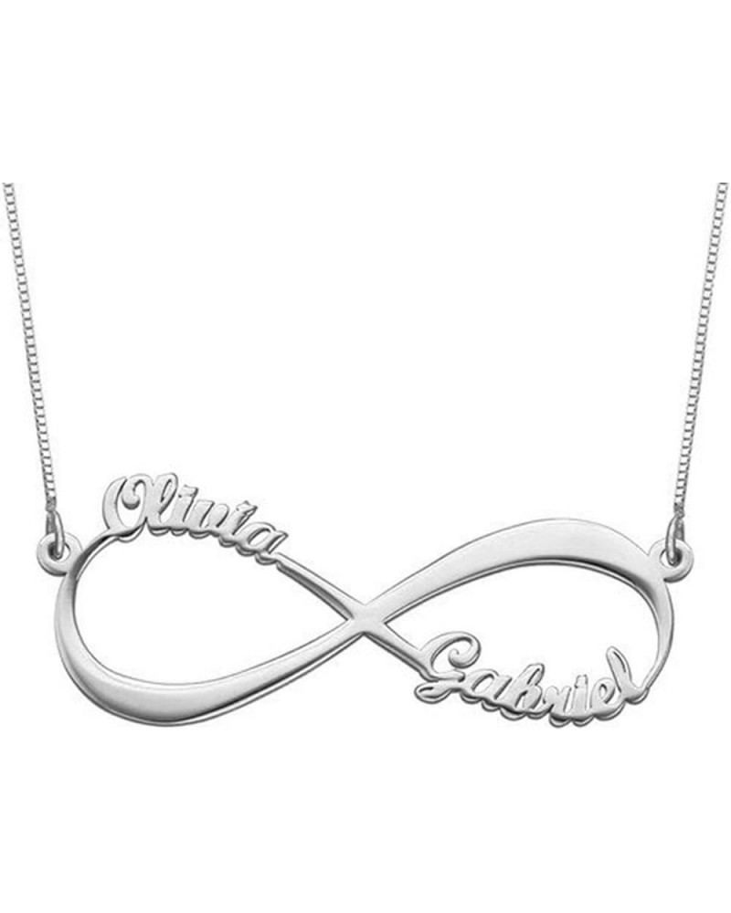 Personalized Eternal Love Necklace - Sterling Silver Infinity Name Necklace Pendant with Adjustable Chain Custom Gift for Cou...