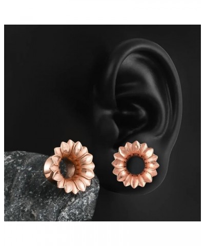 2 PCS Sunflower Design Ear Plugs Tunnels Expander for Women, Stainless Steel 316L Ear Piercing Gauges Earrings Body Jewelry 1...