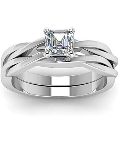 Solitaire Fancy Style White Moissanite Diamond In 925 Sterling Silver For Engagement Ring Set Asscher Shape $47.74 Rings