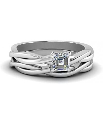 Solitaire Fancy Style White Moissanite Diamond In 925 Sterling Silver For Engagement Ring Set Asscher Shape $47.74 Rings