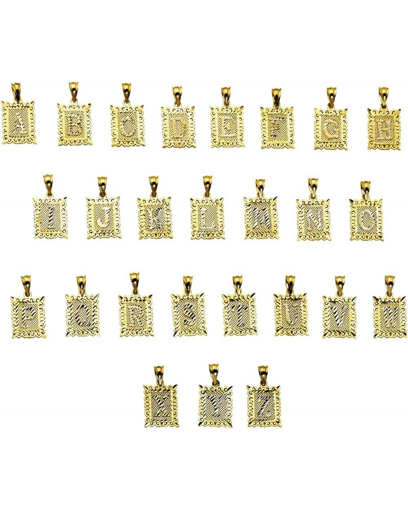 10K Two Tone Medium Block Initial Charm Pendant (A - Z) Z $33.48 Pendants