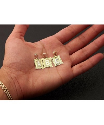 10K Two Tone Medium Block Initial Charm Pendant (A - Z) Z $33.48 Pendants