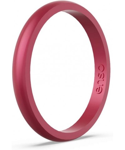 Halo Birthstone Silicone Ring – Minimalist Stackable Wedding Engagement Band – – 2.54mm Wide, 1.5mm Thick Pink Tourmaline-Col...