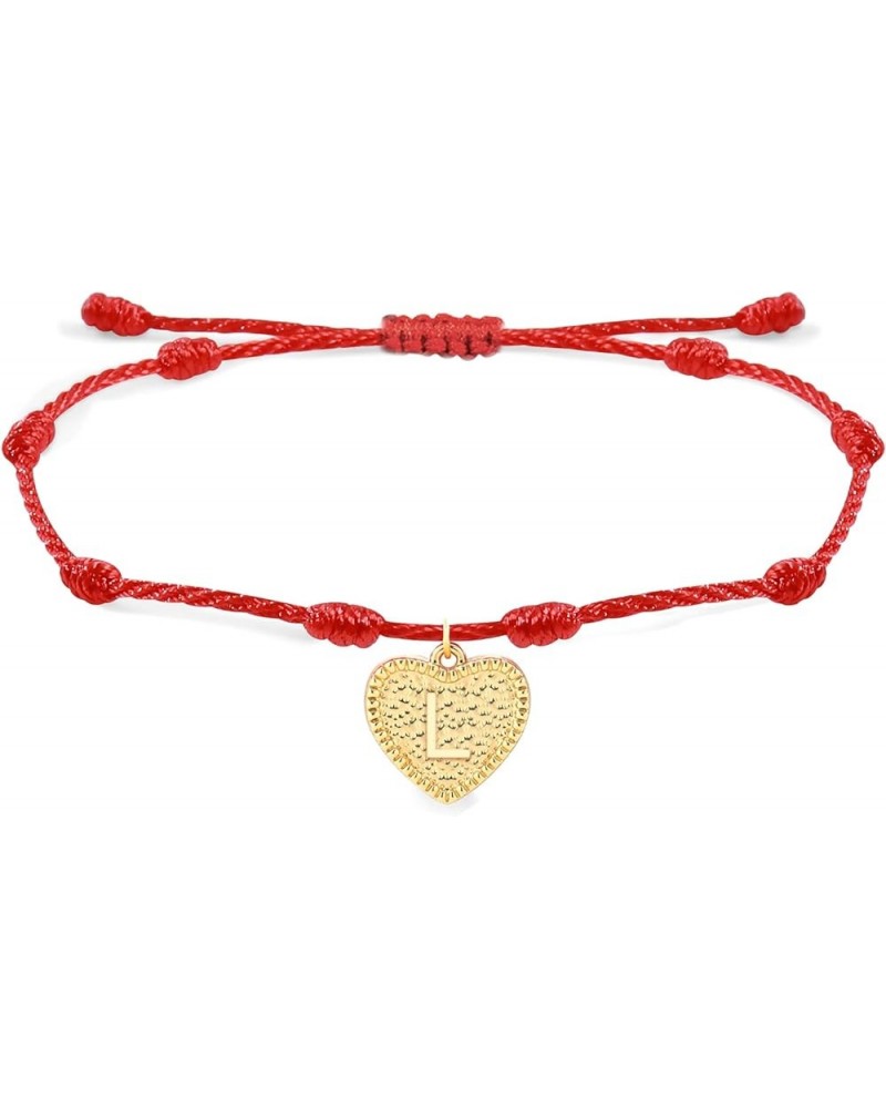 Red String Bracelet Gold Heart Initial Bracelet Kabbalah Prtection Red String Bracelet Adjustable Handmade Cord Bracelet for ...