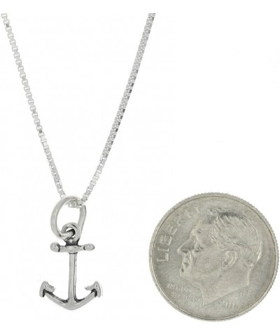 Sterling Silver Oxidized Double Sided Faith Anchor Charm Pendant with Polished Box Chain Necklace 24.0 Inches $16.96 Necklaces