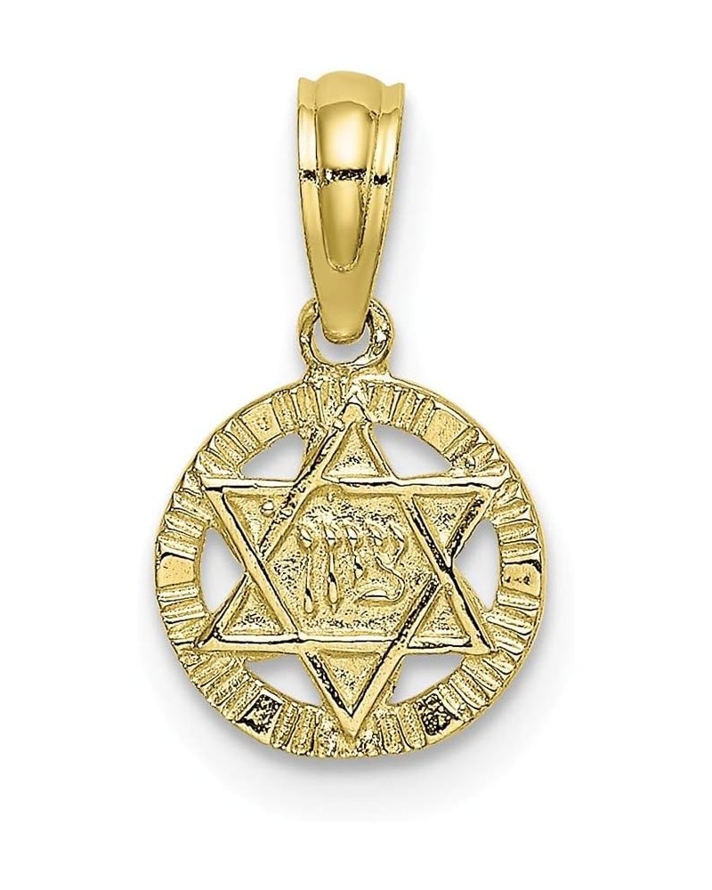 Solid 10k Yellow Gold Engraved Star of David Lucky Jewish Charm Pendant $35.10 Pendants