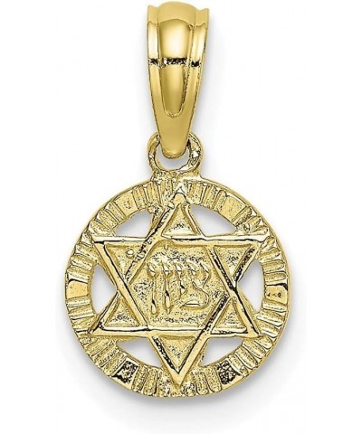 Solid 10k Yellow Gold Engraved Star of David Lucky Jewish Charm Pendant $35.10 Pendants