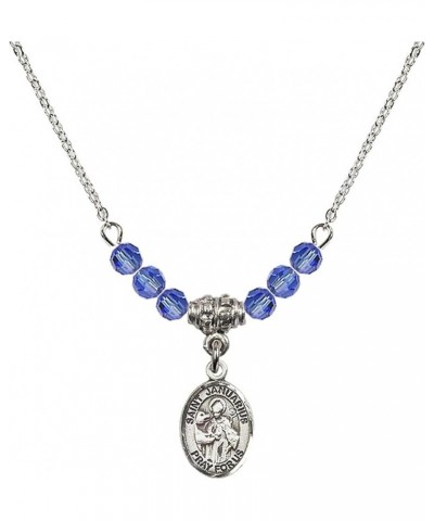 September Birth Month Bead Necklace with Catholic Patron Saint Petite Charm, 18 Inch Saint Januarius $27.25 Necklaces