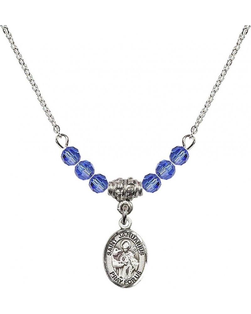 September Birth Month Bead Necklace with Catholic Patron Saint Petite Charm, 18 Inch Saint Januarius $27.25 Necklaces