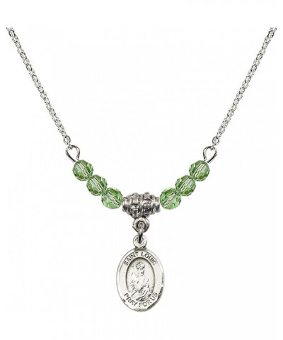 August Birth Month Bead Necklace with Catholic Patron Saint Petite Charm, 18 Inch Saint Louis $33.24 Necklaces