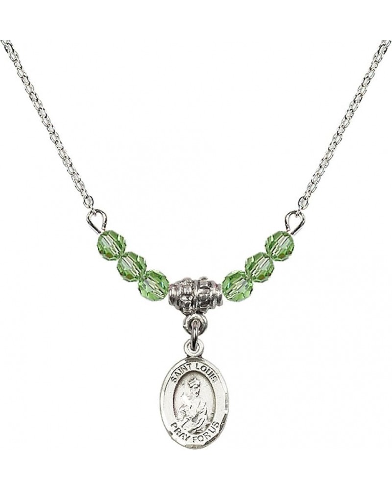 August Birth Month Bead Necklace with Catholic Patron Saint Petite Charm, 18 Inch Saint Louis $33.24 Necklaces