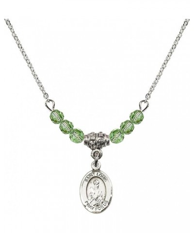 August Birth Month Bead Necklace with Catholic Patron Saint Petite Charm, 18 Inch Saint Louis $33.24 Necklaces