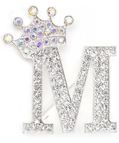 Crystal Crown Initial Letter Brooch Pin Queen Crown Alphabet Letter Lapel Pin Badges for Dress Coat Suit Shoolbags A-Z Letter...