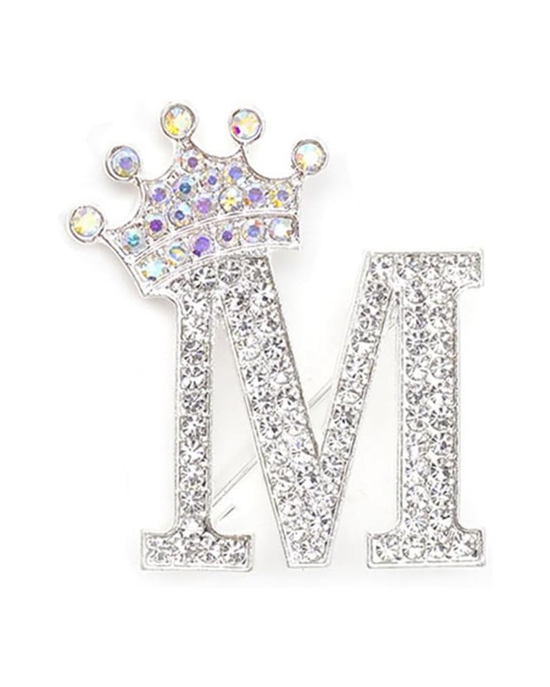 Crystal Crown Initial Letter Brooch Pin Queen Crown Alphabet Letter Lapel Pin Badges for Dress Coat Suit Shoolbags A-Z Letter...