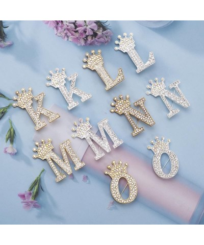 Crystal Crown Initial Letter Brooch Pin Queen Crown Alphabet Letter Lapel Pin Badges for Dress Coat Suit Shoolbags A-Z Letter...