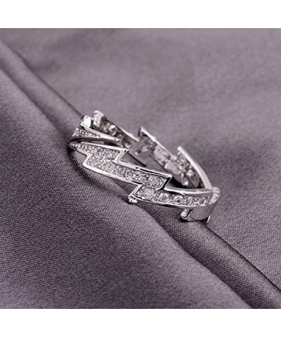 18K Rose Gold Tone Adjustable Open Finger Rings Lightning Bolt for Women Shining Cubic Zircon CZ Ring Fashion Jewelry 18K whi...