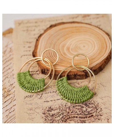 Raffia Hoop Earrings for Women Girls Fun Boho Summer Beach Earrings Lightweight Handmade Straw Wicker Rattan Dangle Earrings ...