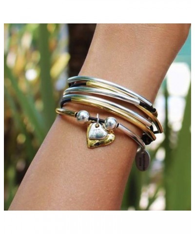 Girlfriend Silver and Gold Wrap Charm Bracelet Necklace w 2 Heart Charms in Natural Black Leather SMALL $51.15 Bracelets