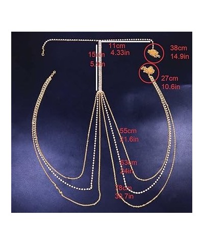 Sexy Body Chains Layered Rhinestone Body Jewelry Colorful Crystal Belly Chain Luxurious Necklace Party for Women and Girls (C...