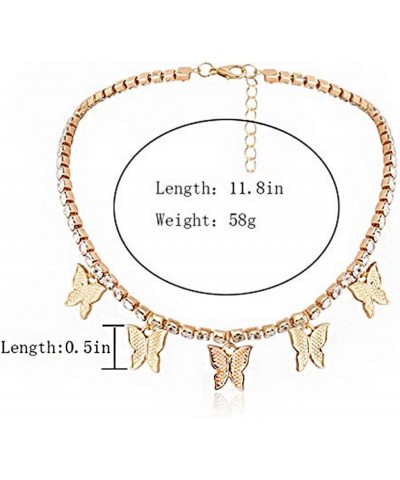 Butterfly Choker Necklaces Tennis Butterfly Chain CZ Butterfly Necklace Silver Girls Women B-Gold Butterfly Choker Necklace $...