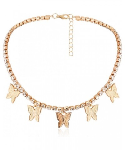 Butterfly Choker Necklaces Tennis Butterfly Chain CZ Butterfly Necklace Silver Girls Women B-Gold Butterfly Choker Necklace $...