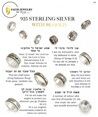 925 Sterling Silver Spinner Rings 9k / 9ct Gold Spinning Ring, This Too Shall Pass Ring, My Beloved Is Mine and I am His, Son...