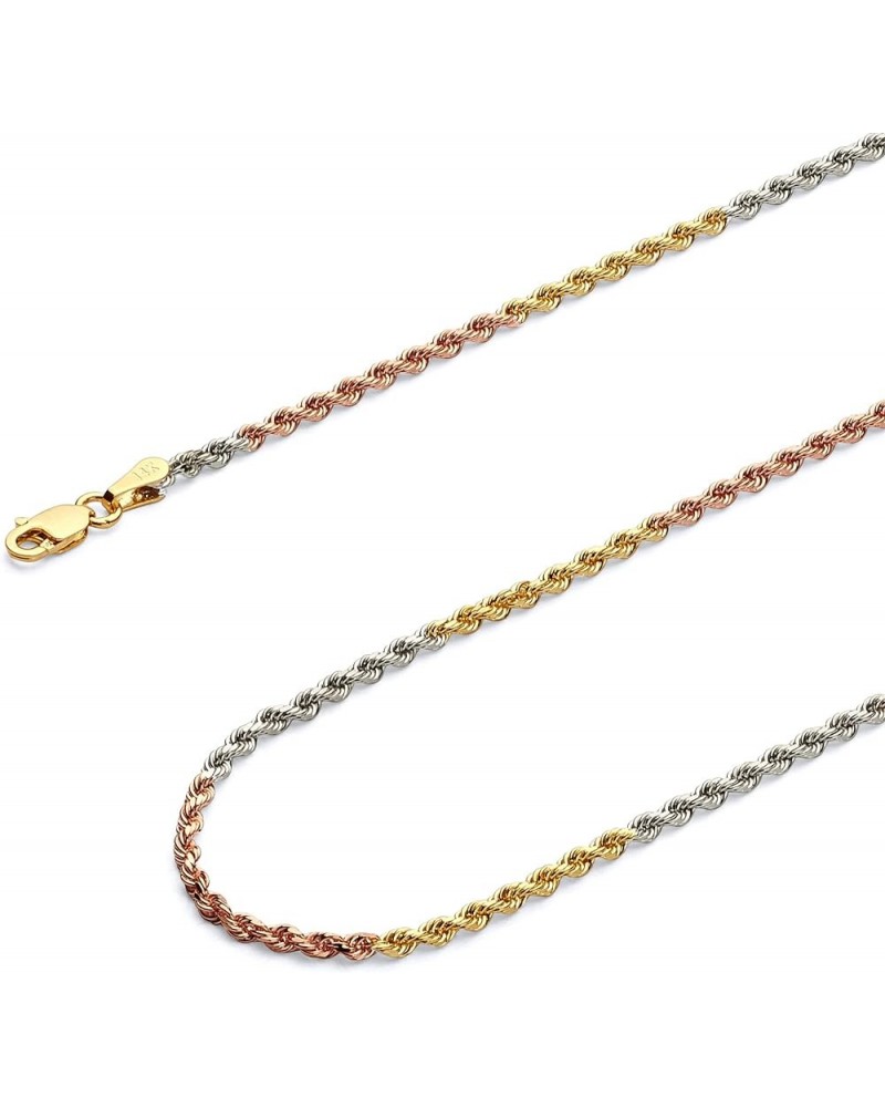 14K Solid Gold Heavy Rope Chains (Select Options) 18 Inches Tri Color Gold $1.00 Necklaces