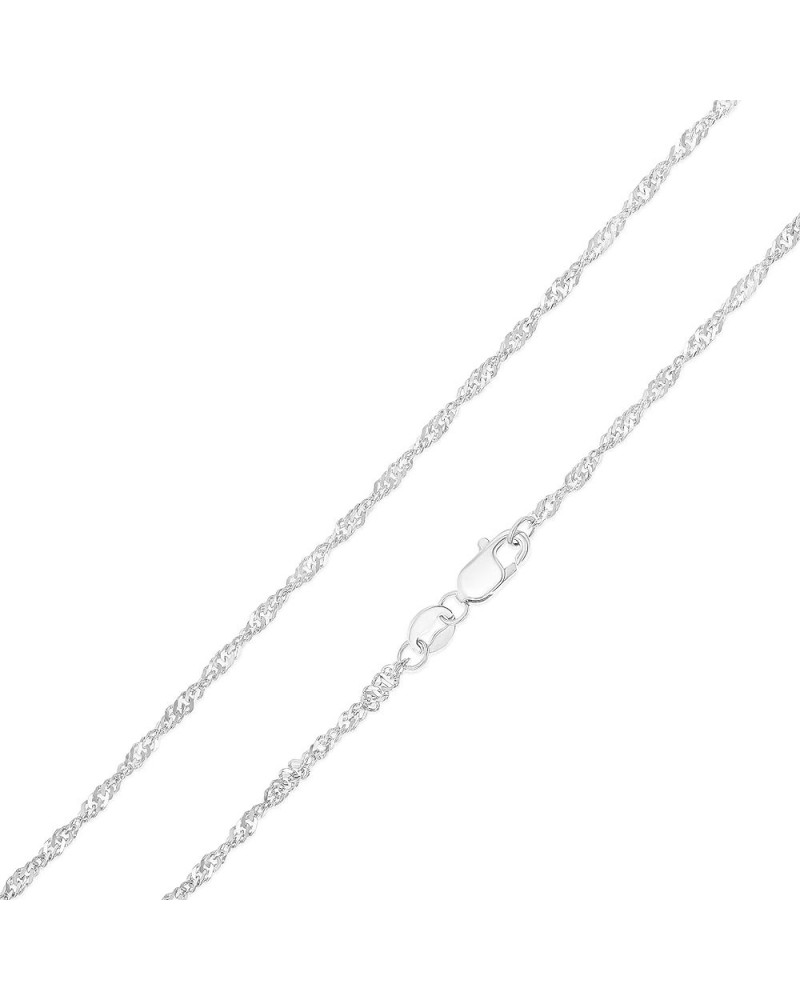 14K Yellow, White OR Tricolor Solid Gold 1.5mm Singapore Chain Necklace with Lobster Clasp White Gold 24.0 Inches $72.57 Neck...