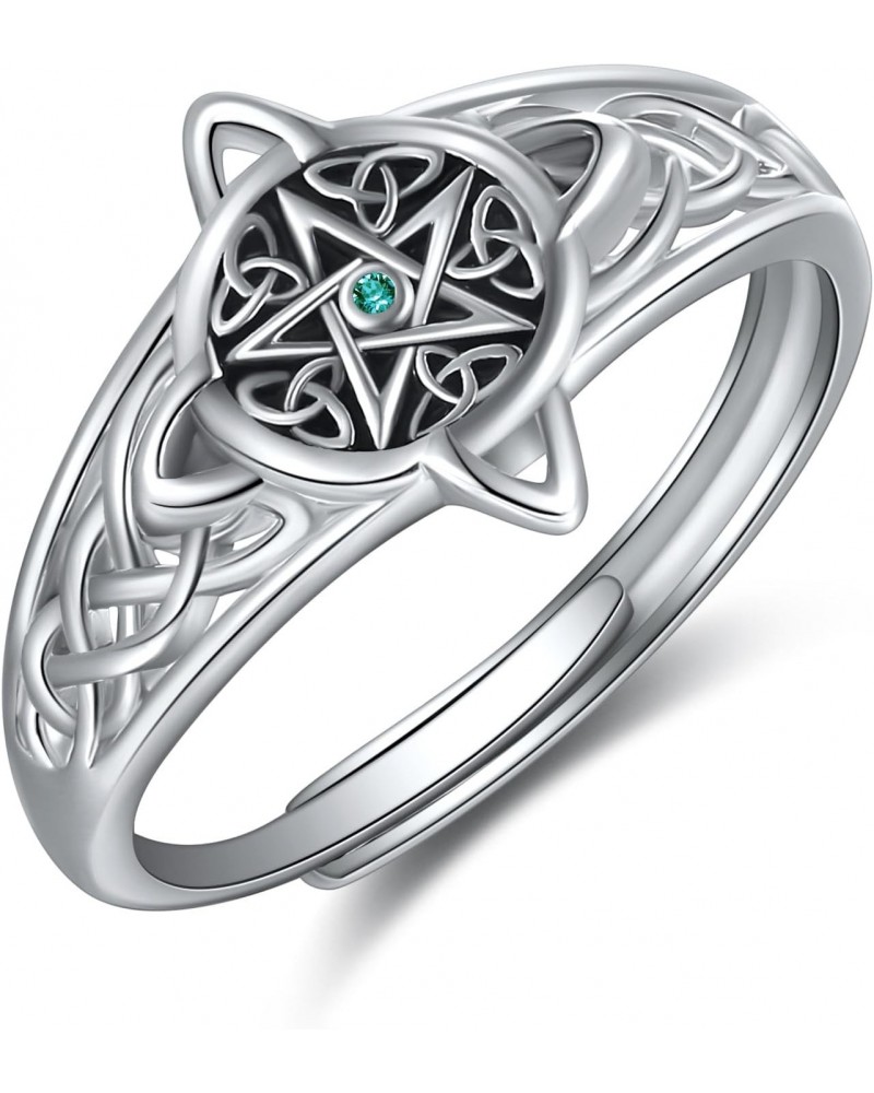 Witches Knot Rings 925 Sterling Silver Magical Pentagram Celtic Rings Adjustable Nudo de Bruja Anillo Witch Wiccan Pagan Witc...