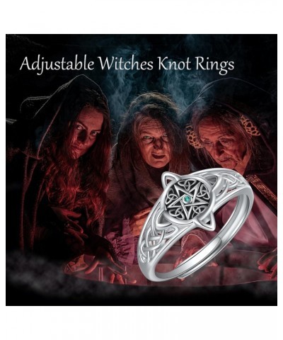 Witches Knot Rings 925 Sterling Silver Magical Pentagram Celtic Rings Adjustable Nudo de Bruja Anillo Witch Wiccan Pagan Witc...