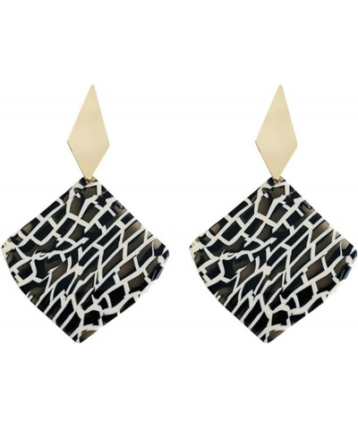 Black White Checkered Earrings for Women Girls Unique Dainty Gold Plated Lightweight Acrylic Checkered Flag Square Geometric ...