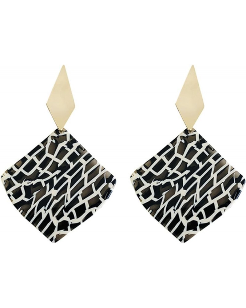 Black White Checkered Earrings for Women Girls Unique Dainty Gold Plated Lightweight Acrylic Checkered Flag Square Geometric ...