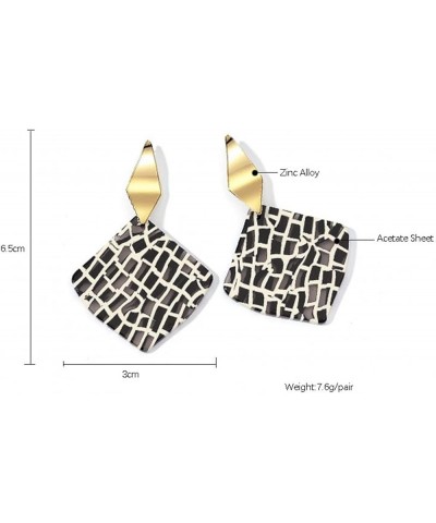 Black White Checkered Earrings for Women Girls Unique Dainty Gold Plated Lightweight Acrylic Checkered Flag Square Geometric ...