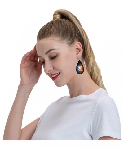 Faux Leather Earrings, Teardrop Dangle Earrings, Lightweight Dangle For Women Girls Baseball Ball $6.49 Earrings