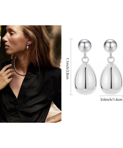 925 Sterling Silver Big White Teardrop Pearl Dangle Drop Earrings for Women Lightweight Simple Gold Hoop Dainty Pearl Danglin...