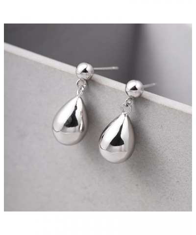 925 Sterling Silver Big White Teardrop Pearl Dangle Drop Earrings for Women Lightweight Simple Gold Hoop Dainty Pearl Danglin...