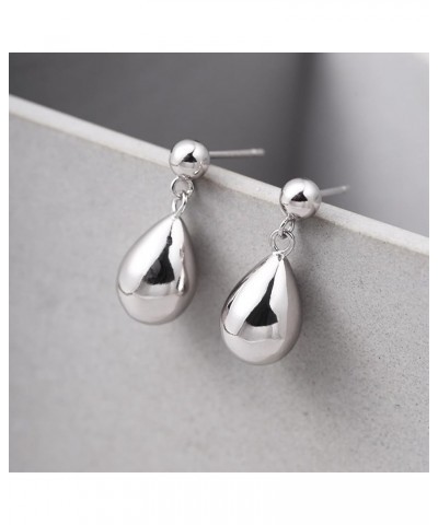 925 Sterling Silver Big White Teardrop Pearl Dangle Drop Earrings for Women Lightweight Simple Gold Hoop Dainty Pearl Danglin...