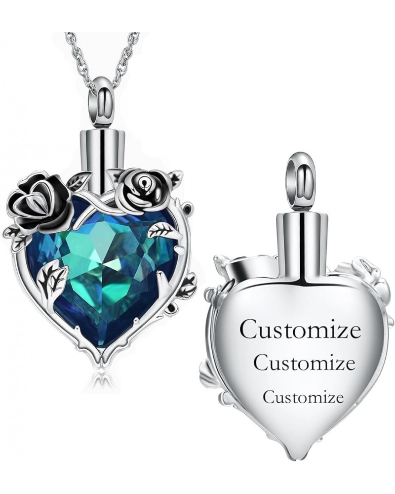 Rose Cremation Jewelry for Ashes Urn Necklace with Heart Crystal Rose Flower Ashes Pendant Necklaces for Women Men Memorial G...