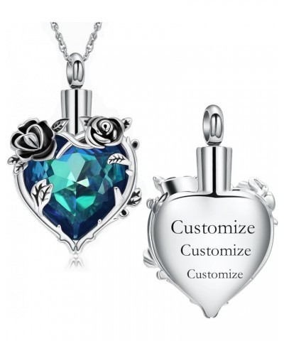 Rose Cremation Jewelry for Ashes Urn Necklace with Heart Crystal Rose Flower Ashes Pendant Necklaces for Women Men Memorial G...