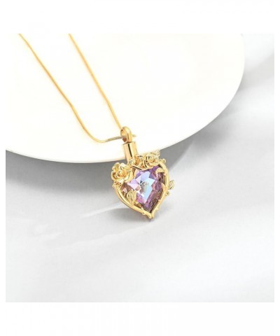 Rose Cremation Jewelry for Ashes Urn Necklace with Heart Crystal Rose Flower Ashes Pendant Necklaces for Women Men Memorial G...